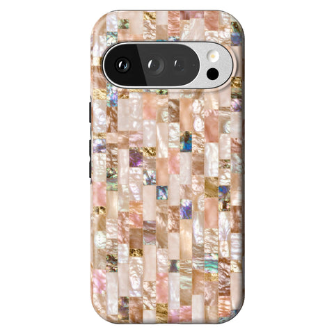 Rose Gold Abalone Shell Print Tough Phone Case for Pixel 10 Pro