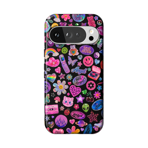Black Y2K Stickers Print Tough Phone Case for Pixel 10 Pro