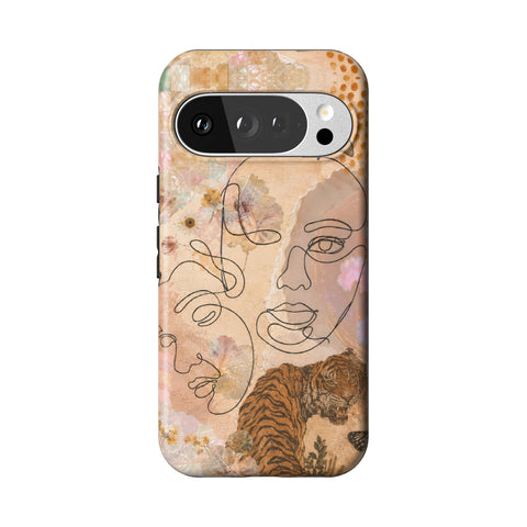 Line Art Faces Collage Tough Phone Case for Pixel 10 Pro