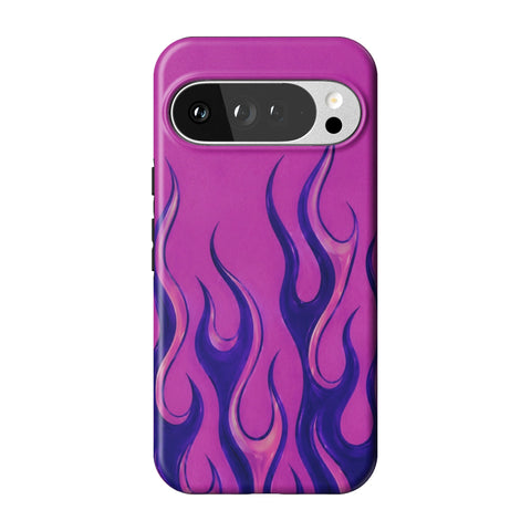 Purple Flames Y2K Tough Phone Case for Pixel 10 Pro XL