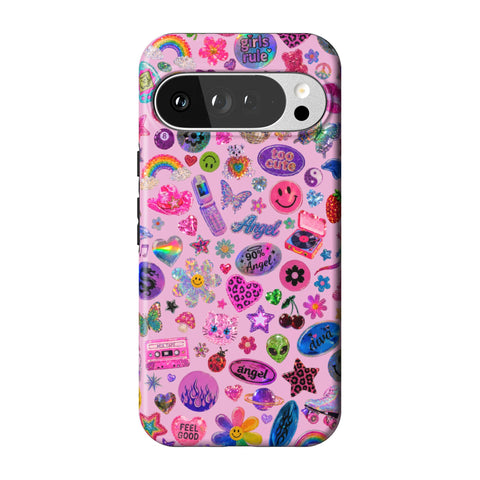 Baby Pink Y2K Stickers Print Tough Phone Case for Pixel 10 Pro XL