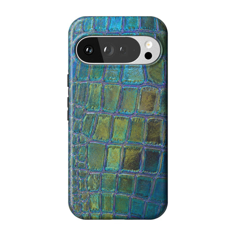 Teal Crocodile Print Tough Phone Case for Pixel 10 Pro XL
