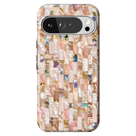 Rose Gold Abalone Shell Print Tough Phone Case for Pixel 10 Pro XL