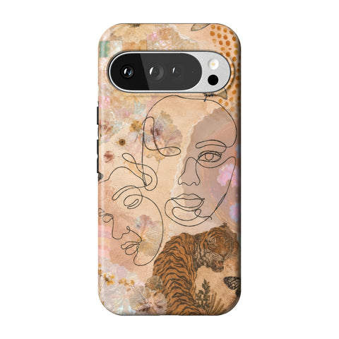 Line Art Faces Collage Tough Phone Case for Pixel 10 Pro XL