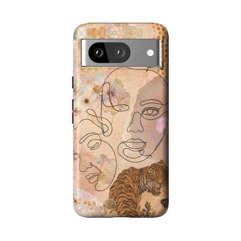 Line Art Faces Collage Tough Phone Case for Pixel 8