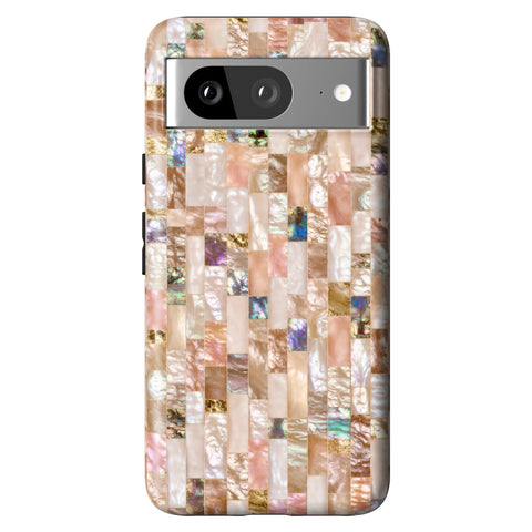 Rose Gold Abalone Shell Print Tough Phone Case for Pixel 8