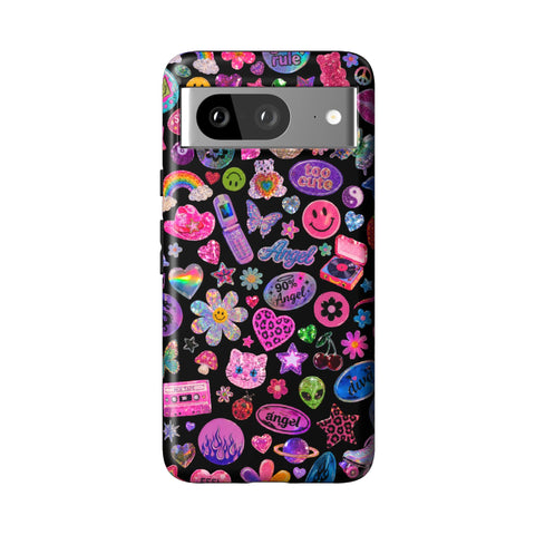 Black Y2K Stickers Print Tough Phone Case for Pixel 8