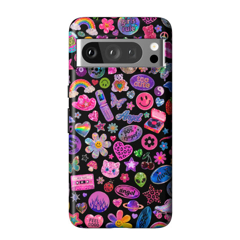 Black Y2K Stickers Print Tough Phone Case for Pixel 8 Pro