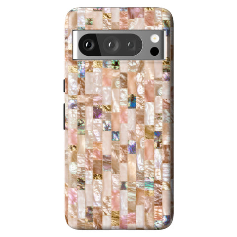 Rose Gold Abalone Shell Print Tough Phone Case for Pixel 8 Pro