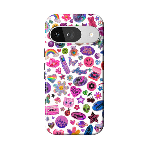 White Y2K Stickers Print Tough Phone Case for Pixel 9