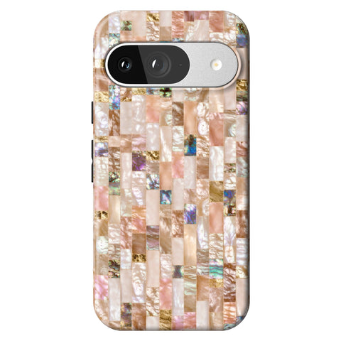 Rose Gold Abalone Shell Print Tough Phone Case for Pixel 9