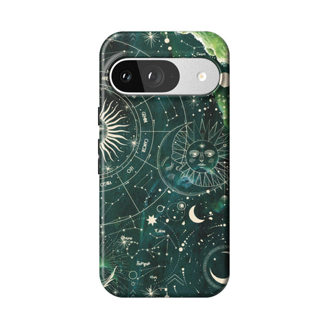 Green Marble Zodiac Tough Phone Case for Pixel 9