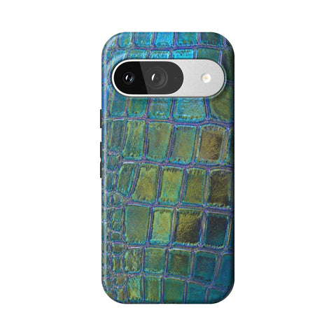Teal Crocodile Print Tough Phone Case for Pixel 9