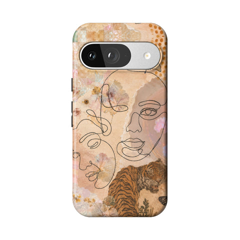 Line Art Faces Collage Tough Phone Case for Pixel 9