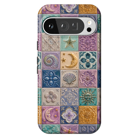 Mermaid Whimsy Tiles Tough Phone Case for Pixel 9 Pro
