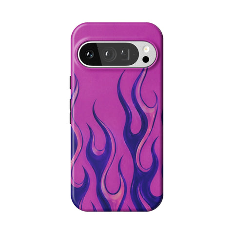Purple Flames Y2K Tough Phone Case for Pixel 9 Pro