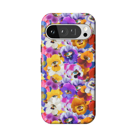 Pansy Eye Floral Tough Phone Case for Pixel 9 Pro