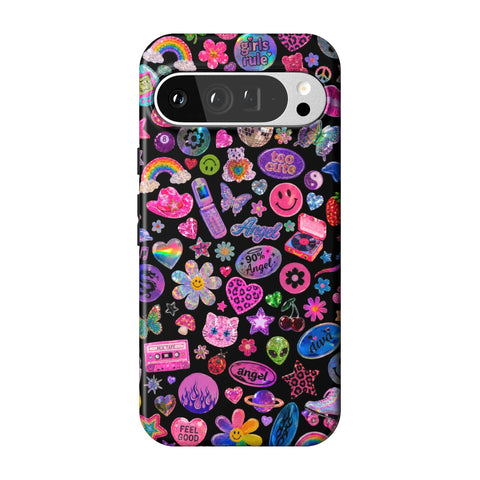 Black Y2K Stickers Print Tough Phone Case for Pixel 9 Pro XL