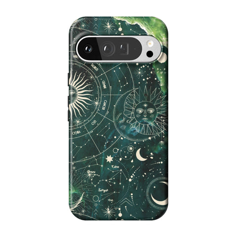 Green Marble Zodiac Tough Phone Case for Pixel 9 Pro XL