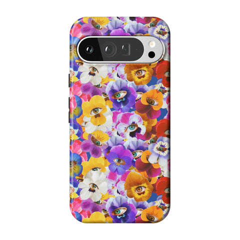 Pansy Eye Floral Tough Phone Case for Pixel 9 Pro XL