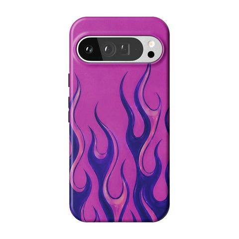 Purple Flames Y2K Tough Phone Case for Pixel 9 Pro XL