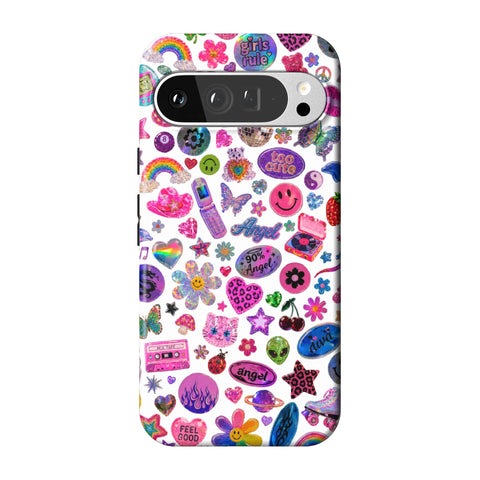 White Y2K Stickers Print Tough Phone Case for Pixel 9 Pro XL