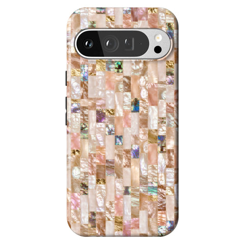 Rose Gold Abalone Shell Print Tough Phone Case for Pixel 9 Pro XL
