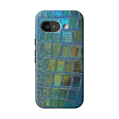 Teal Crocodile Print Tough Phone Case for Pixel 9a