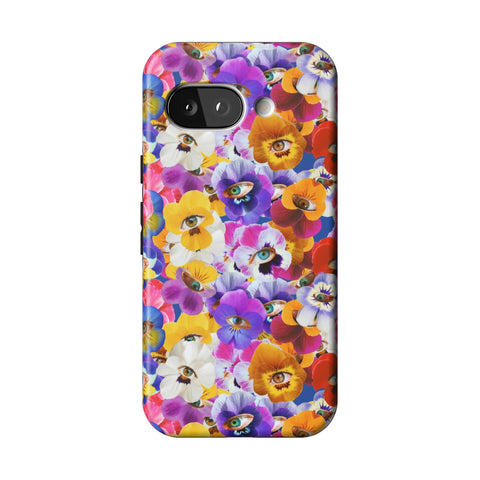 Pansy Eye Floral Tough Phone Case for Pixel 9a