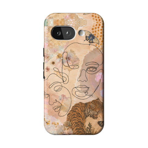 Line Art Faces Collage Tough Phone Case for Pixel 9a