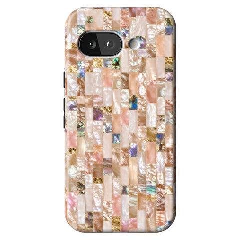Rose Gold Abalone Shell Print Tough Phone Case for Pixel 9a