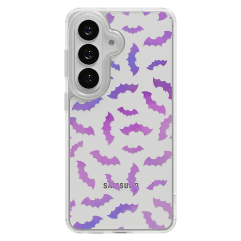 Purple Bats Clear Phone Case shown on Galaxy S26