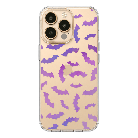 Purple Bats Clear Phone Case shown on iPhone 13 Pro