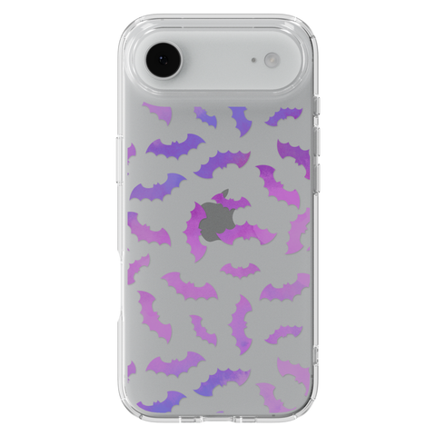 Purple Bats Clear Phone Case shown on iPhone 17 Air