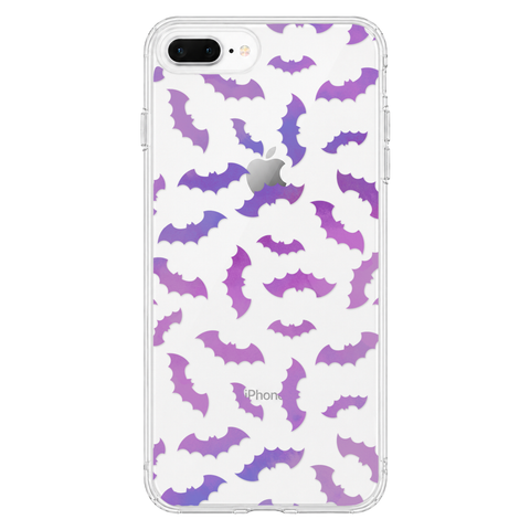 Purple Bats Clear Phone Case shown on iPhone 7 Plus/8 Plus