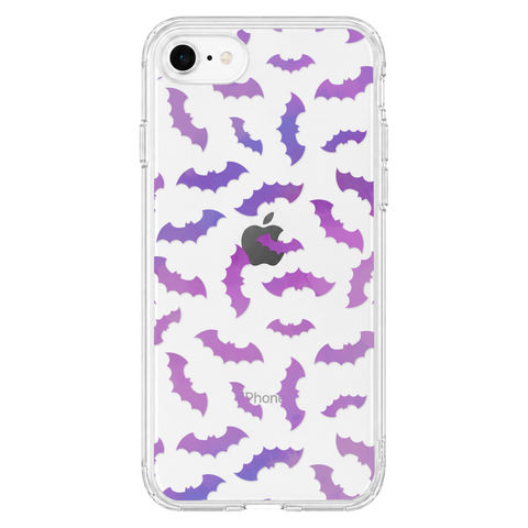 Purple Bats Clear Phone Case shown on iPhone SE [2020/2022]