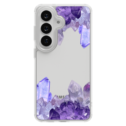 Purple Crystal Cluster Clear Phone Case shown on Galaxy S26