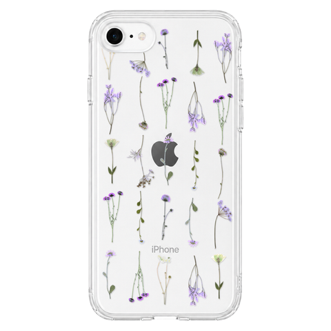 Purple Wild Flower Clear Phone Case shown on iPhone 7/8