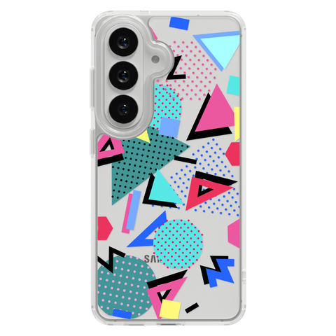 Retro Memphis Clear Phone Case shown on Galaxy S26
