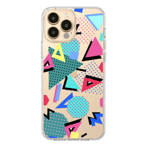 Retro Memphis Clear Phone Case shown on iPhone 13 Pro Max