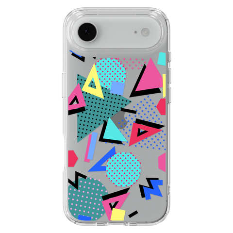 Retro Memphis Clear Phone Case shown on iPhone 17 Air