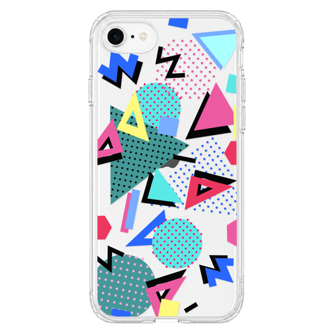 Retro Memphis Clear Phone Case shown on iPhone 7/8