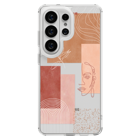 Rose Abstract Collage Clear Phone Case shown on Galaxy S25 Ultra