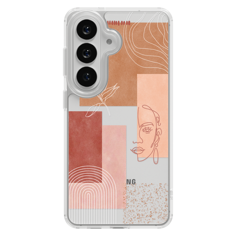 Rose Abstract Collage Clear Phone Case shown on Galaxy S26 Plus