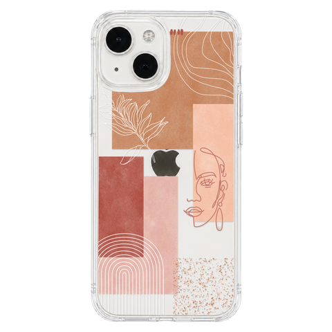 Rose Abstract Collage Clear Phone Case shown on iPhone 13 Mini