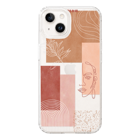 Rose Abstract Collage Clear Phone Case shown on iPhone 14