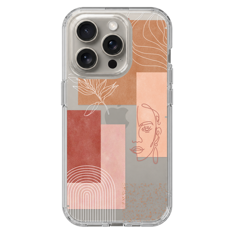 Rose Abstract Collage Clear Phone Case shown on iPhone 15 Pro