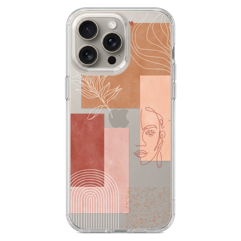 Rose Abstract Collage Clear Phone Case shown on iPhone 15 Pro Max