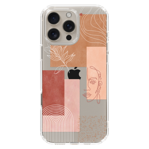 Rose Abstract Collage Clear Phone Case shown on iPhone 16 Pro Max