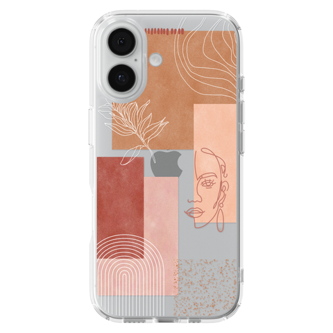 Rose Abstract Collage Clear Phone Case shown on iPhone 17